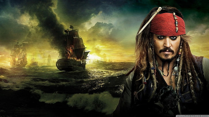 Johnny Depp, Pirates of the Caribbean, Jack Sparrow, movies, beards, HD wallpaper
