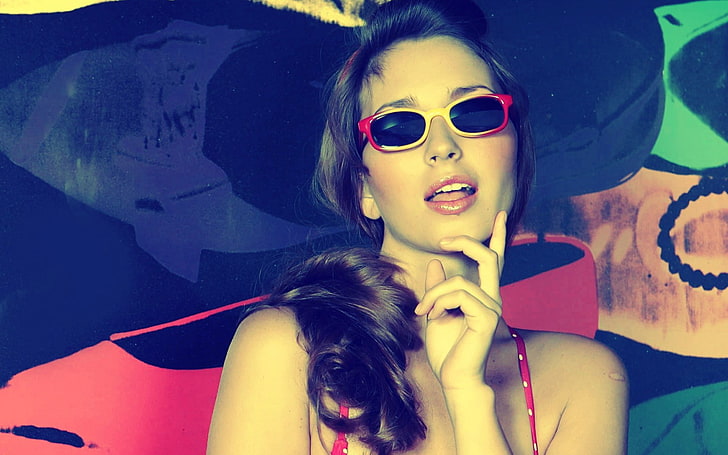 women, sunglasses, women with glasses, open mouth, fashion