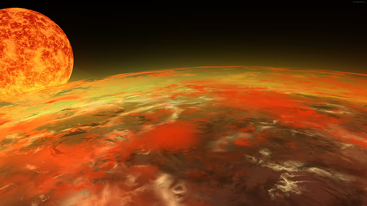 3D Earth on fire from space, red and brown outer space photo, HD wallpaper