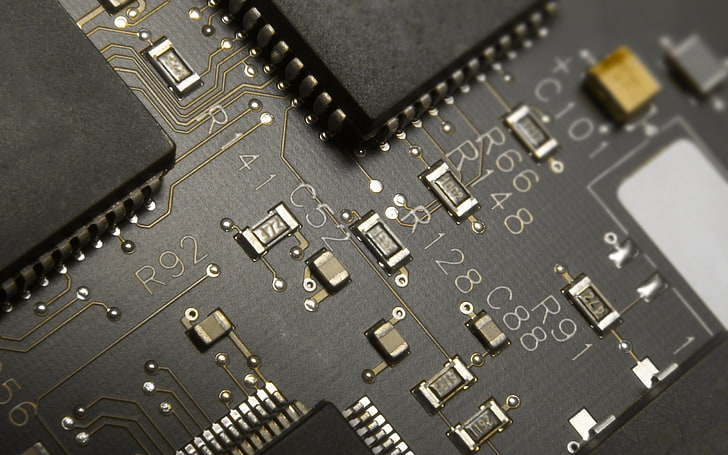 black circuit board, technology, electronics, chips, computer, HD wallpaper
