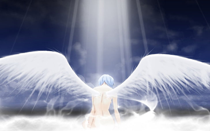 Neon Genesis Evangelion, Ayanami Rei, anime girls, wings, adult