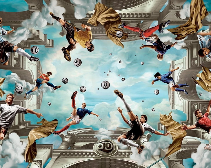 digital art, footballers, Zinedine Zidane, David Beckham, Kaká, HD wallpaper