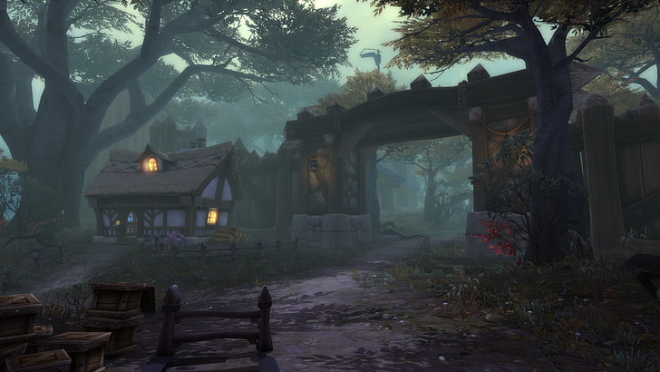 brown wooden house painting, video games, World of Warcraft: Warlords of Draenor, HD wallpaper