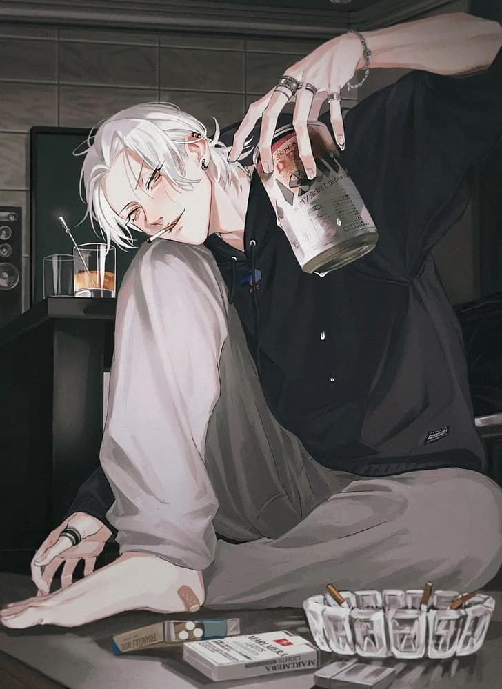Fashine Anime cosplay wig short Male anime hair silver white hair | Wish