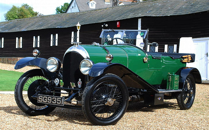 1923 Bentley 3 Litre, green and black classic coupe, cars, 1920x1200