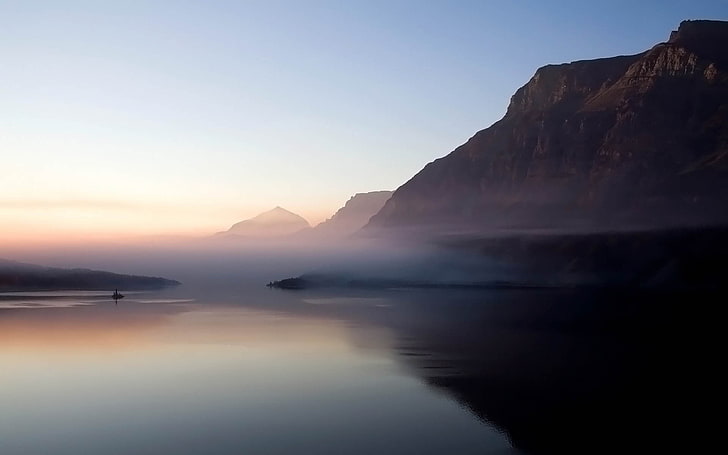 mountain range, mist, mountains, morning, sky, beauty in nature, HD wallpaper