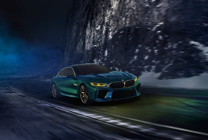 green coupe graphics wall paper, BMW Concept M8 Gran Coupe, Geneva Motor Show