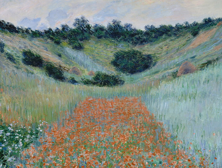 ha, landscape, picture, Claude Monet, Poppy field in a Hollow near Giverny, HD wallpaper