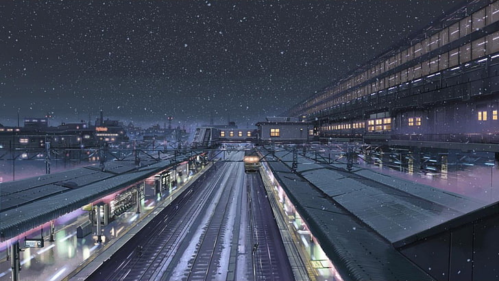 train station animation, 5 Centimeters Per Second, Makoto Shinkai, HD wallpaper