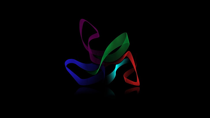 pink, blue, and green ribbon logo, minimalism, abstract, digital art, HD wallpaper