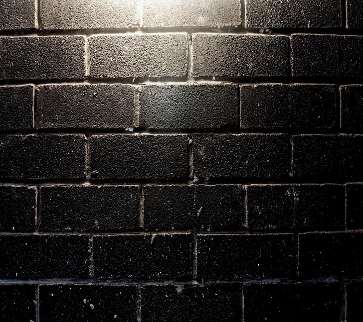 black brick wall, texture, full frame, wall - building feature, HD wallpaper