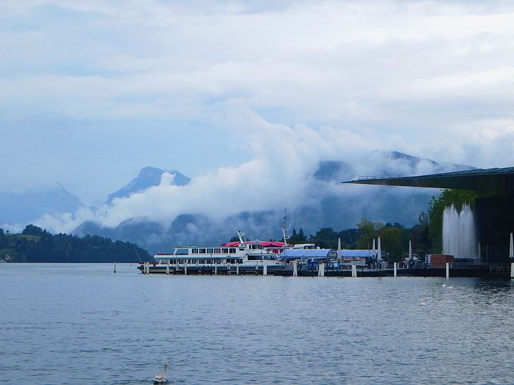 Switzerland, Luzern, water, clouds, cloud - sky, waterfront