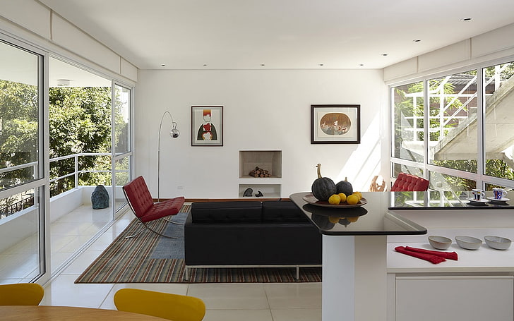 rectangular black coffee table, interior, design, style, home, HD wallpaper