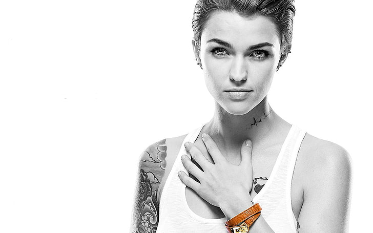 grayscale photo of woman portrait, Ruby Rose (actress), Orange Is the New Black, HD wallpaper