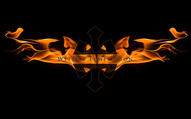Within temptation, Name, Fire, Symbol, Background, black background, HD wallpaper