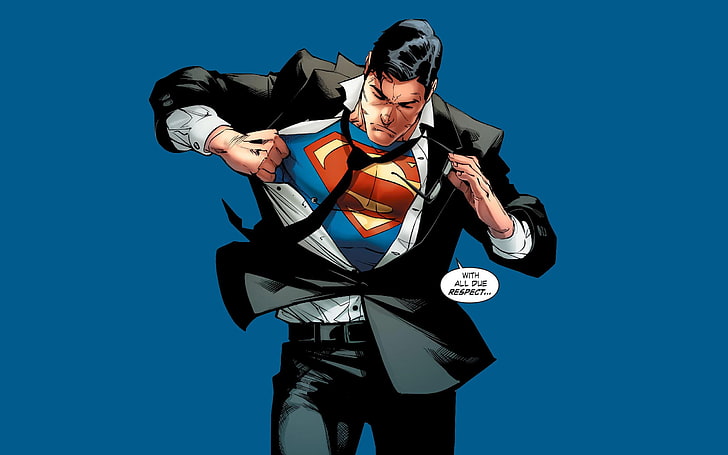 Superman, Clark Kent, DC Comics, simple background, three quarter length