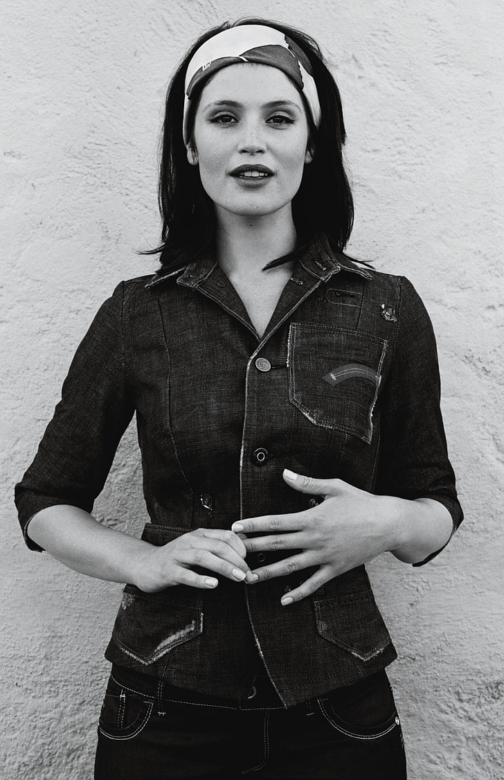 Gemma Arterton, women, actress, monochrome, one person, portrait