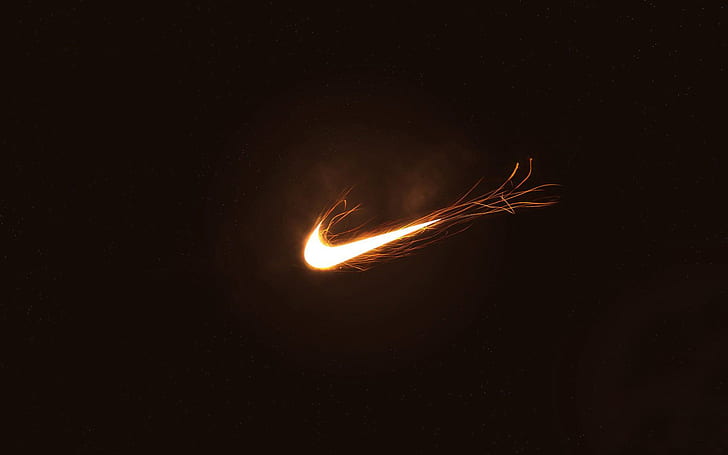 Logos, Nike, Famous Sports Brand, Dark Background, Sparks, nike logo, HD wallpaper