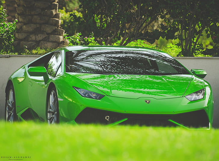 Lamborghini, Huracan, green, green sports car, Cars s, hd