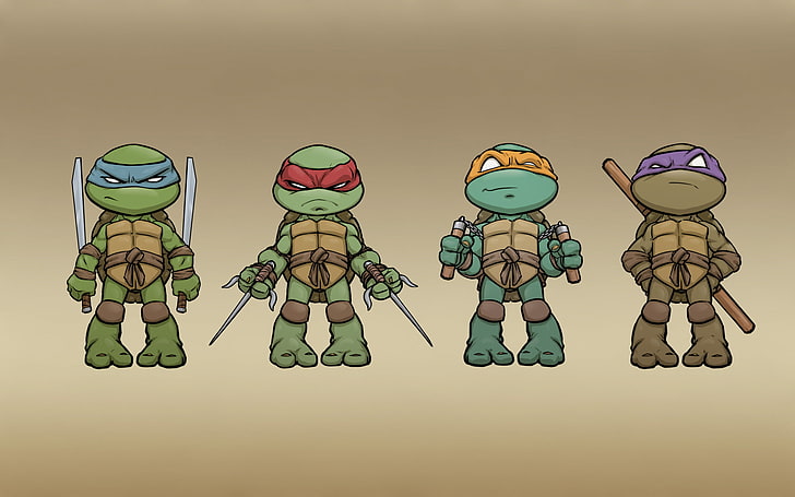Teenage Mutant Ninja Turtles chibi illustration, minimalism, TMNT, HD wallpaper