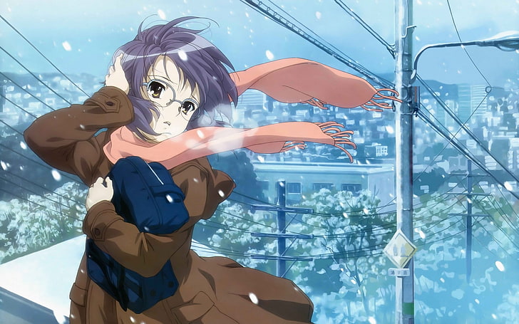 anime, winter, Nagato Yuki, The Melancholy of Haruhi Suzumiya