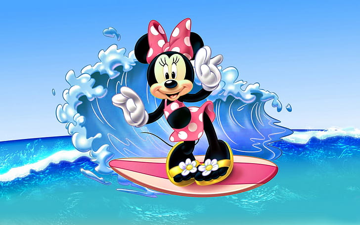 Minnie Mouse Surfing Sea Waves Images Disney Wallpaper Hd 1920×1200, HD wallpaper