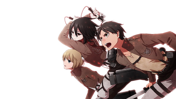 Shingeki no Kyojin Eren, Mikasa, and Armin wallpaper, Mikasa Ackerman, HD wallpaper