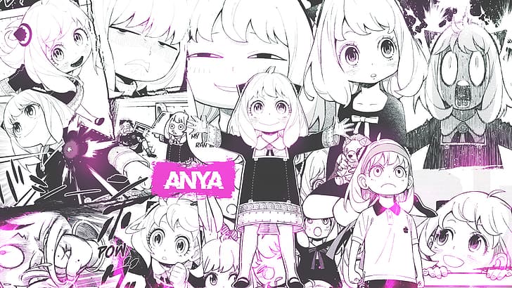 manga, collage, anime girls, Anya Folger, Spy x Family