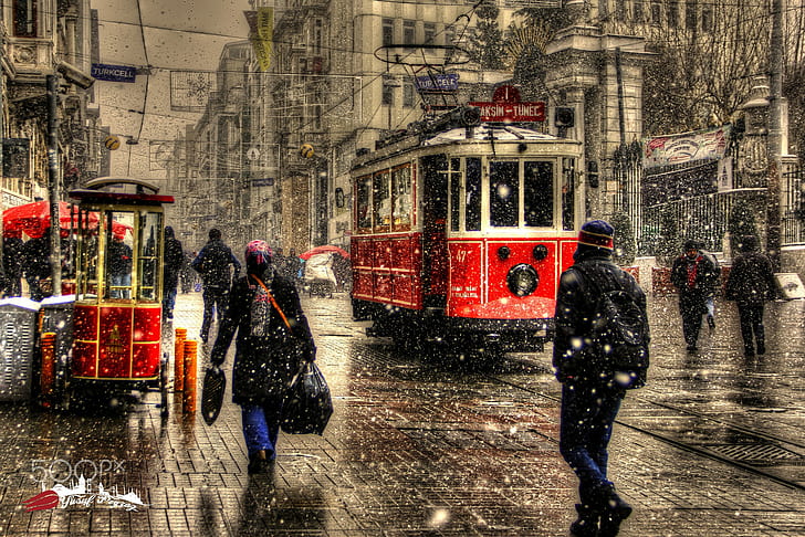 photography city winter snow turkey istanbul, HD wallpaper