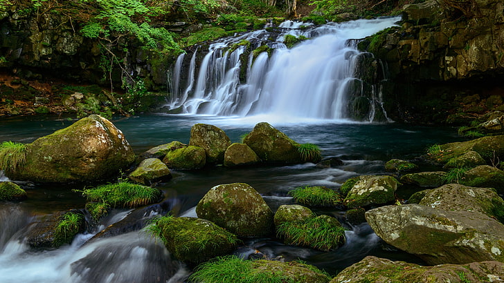 nature, water, stones, waterfall, beauty in nature, scenics - nature, HD wallpaper