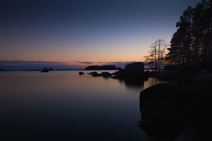 body of water during sunset, kotka, finland, evening, sea, outdoor, HD wallpaper