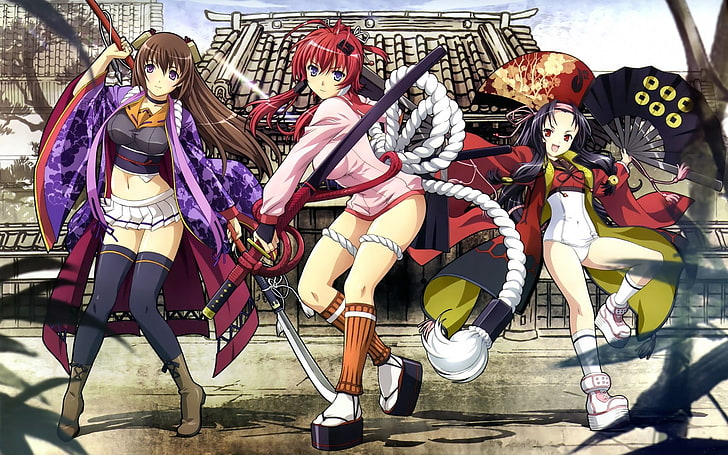Hyakka Ryouran Samurai Girls, Sanada Yukimura, Yagyuu Juubei, HD wallpaper