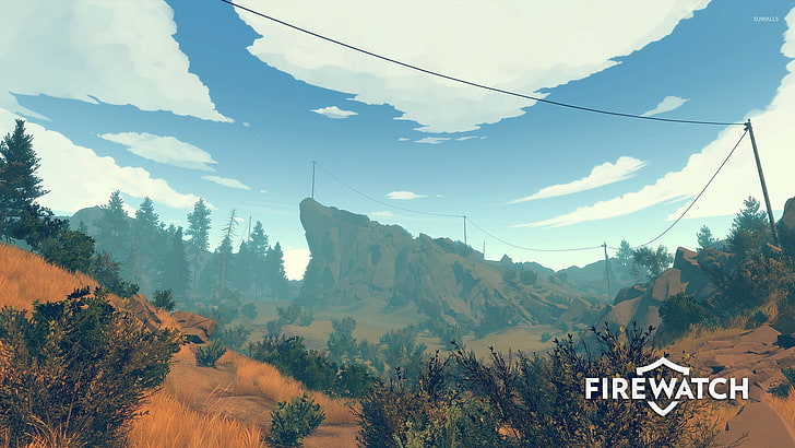 white and blue above ground pool, video games, Firewatch, mountain, HD wallpaper