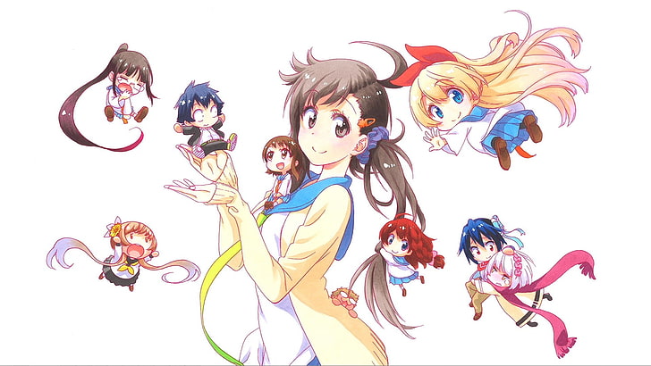 female anime characters, Nisekoi, anime girls, school uniform, HD wallpaper