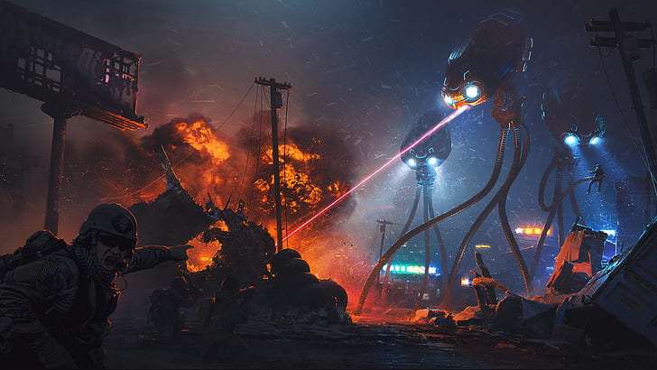 War of the Worlds, science fiction, Alex Nice, the alien invasion, HD wallpaper