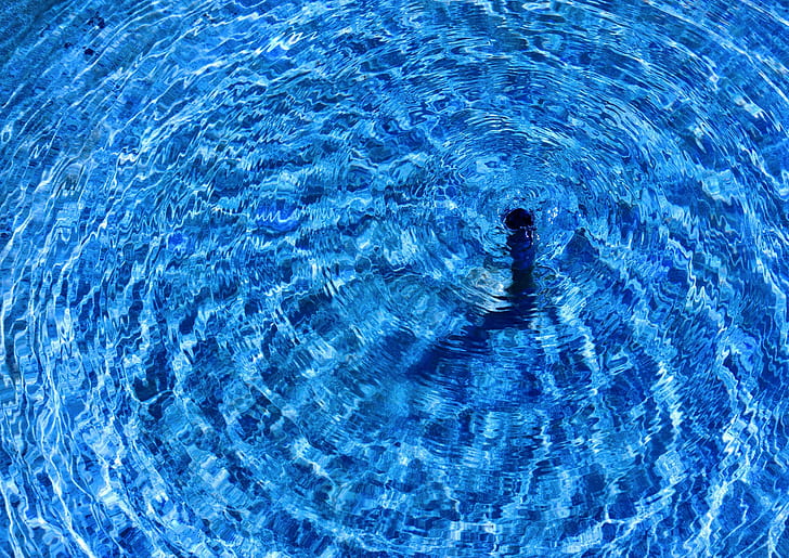 water, liquid, blue, waves, HD wallpaper