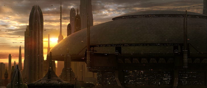 Star Wars, Coruscant, futuristic city, science fiction, HD wallpaper
