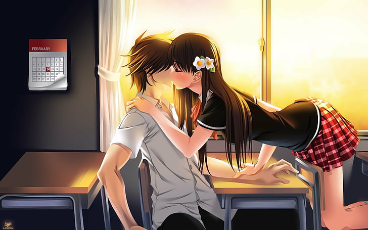 HD wallpaper: anime, boy, couple, day, girl, kiss, love, valentines |  Wallpaper Flare