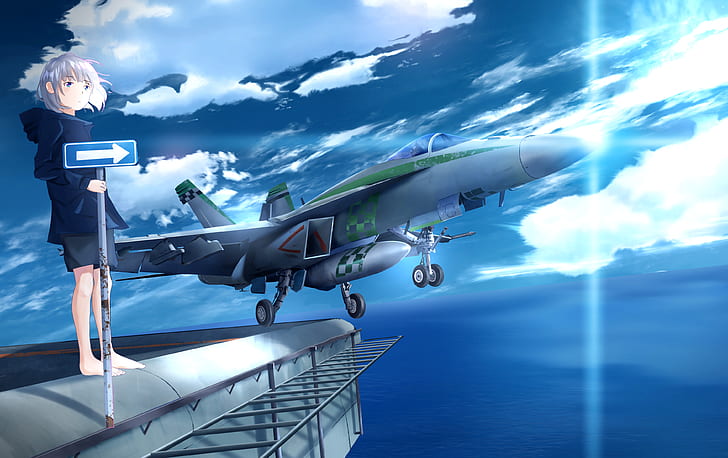 HD wallpaper: Anime, Original, Airplane, Girl, Jet Fighter | Wallpaper Flare