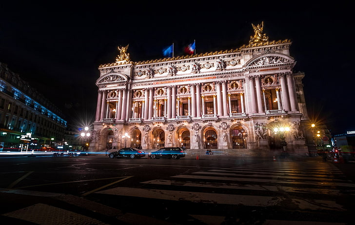 Man Made, Palais Garnier, Building, France, Night, Opera, Paris, HD wallpaper