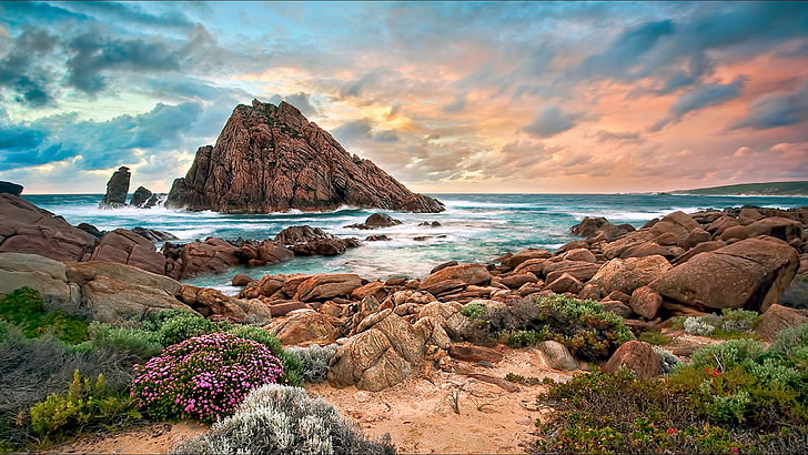 Australia Coast Ocean West Beach Stones Rock Bows Landscape Sunset Ultra Hd Wallpapers And Laptop 3840×2160, HD wallpaper