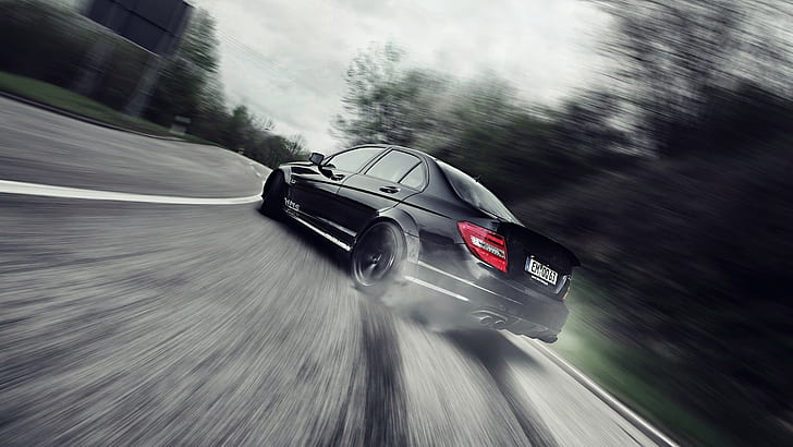 Mercedes AMG Black Series Drift Motion Blur HD, cars, HD wallpaper