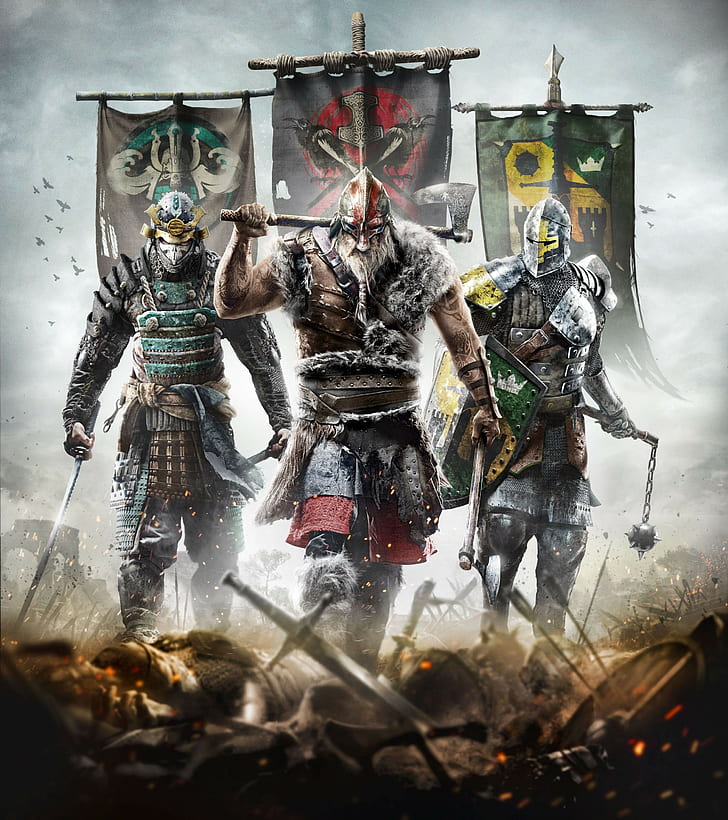 three knights digital wallpaper, For Honor, Ubisoft, religion