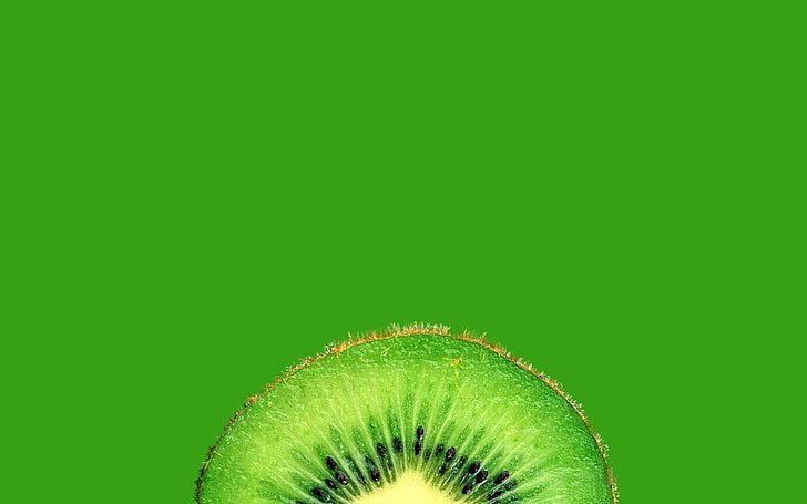 green sliced kiwi, kiwi (fruit), green background, green color