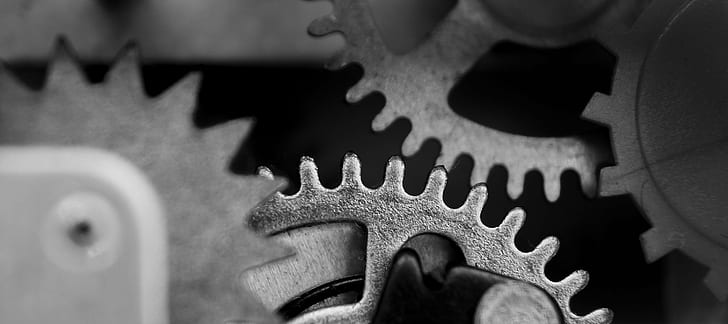 greyscale photo of gear, Time, Relative, Cogs, Creative  Commons