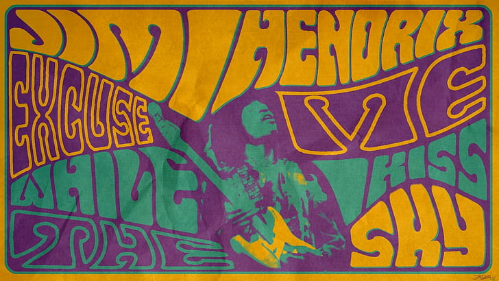 Singers, Jimi Hendrix, graffiti, text, multi colored, creativity