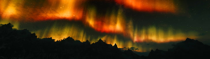 red and brown Aurora phenomenon, The Elder Scrolls V: Skyrim, HD wallpaper