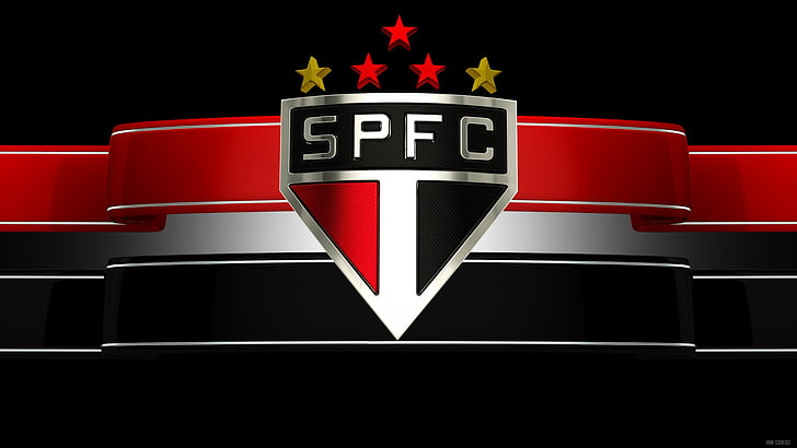Soccer, São Paulo FC, Sao Paulo, red, black background, shape