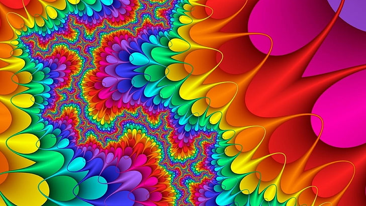 colorful, art, artwork, fractal art, orange, colors, psychedelic art, HD wallpaper