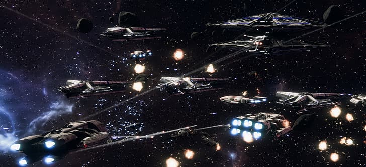 space, space battle, Battleship, battlestar, Battlestar Galactica, HD wallpaper